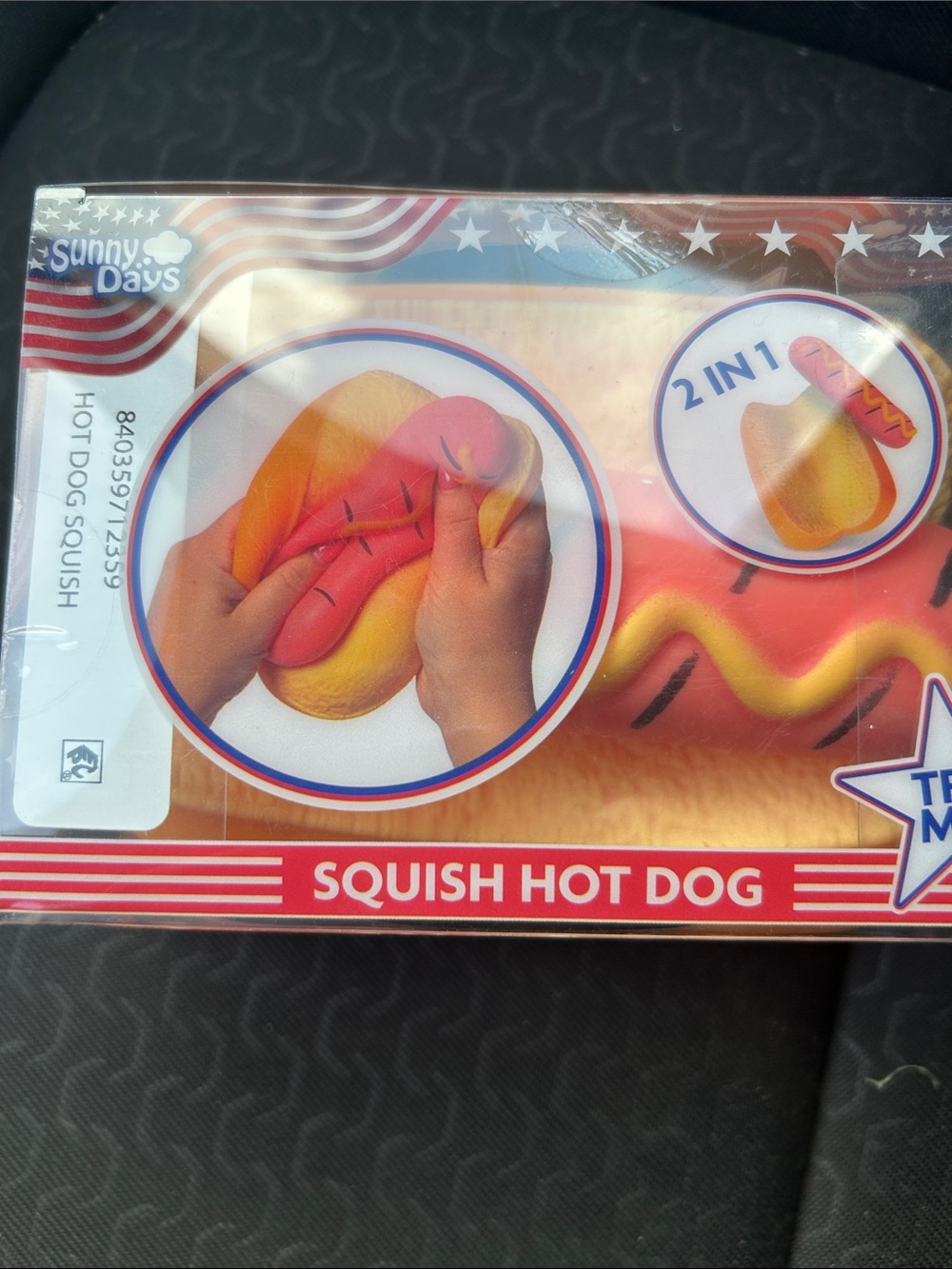 Squish Hot Dog Toy - Pink & Yellow